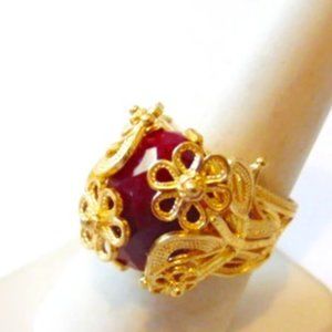 Ottoman Silver Bold Gemstone Wrapped Filigree Ring Size 9